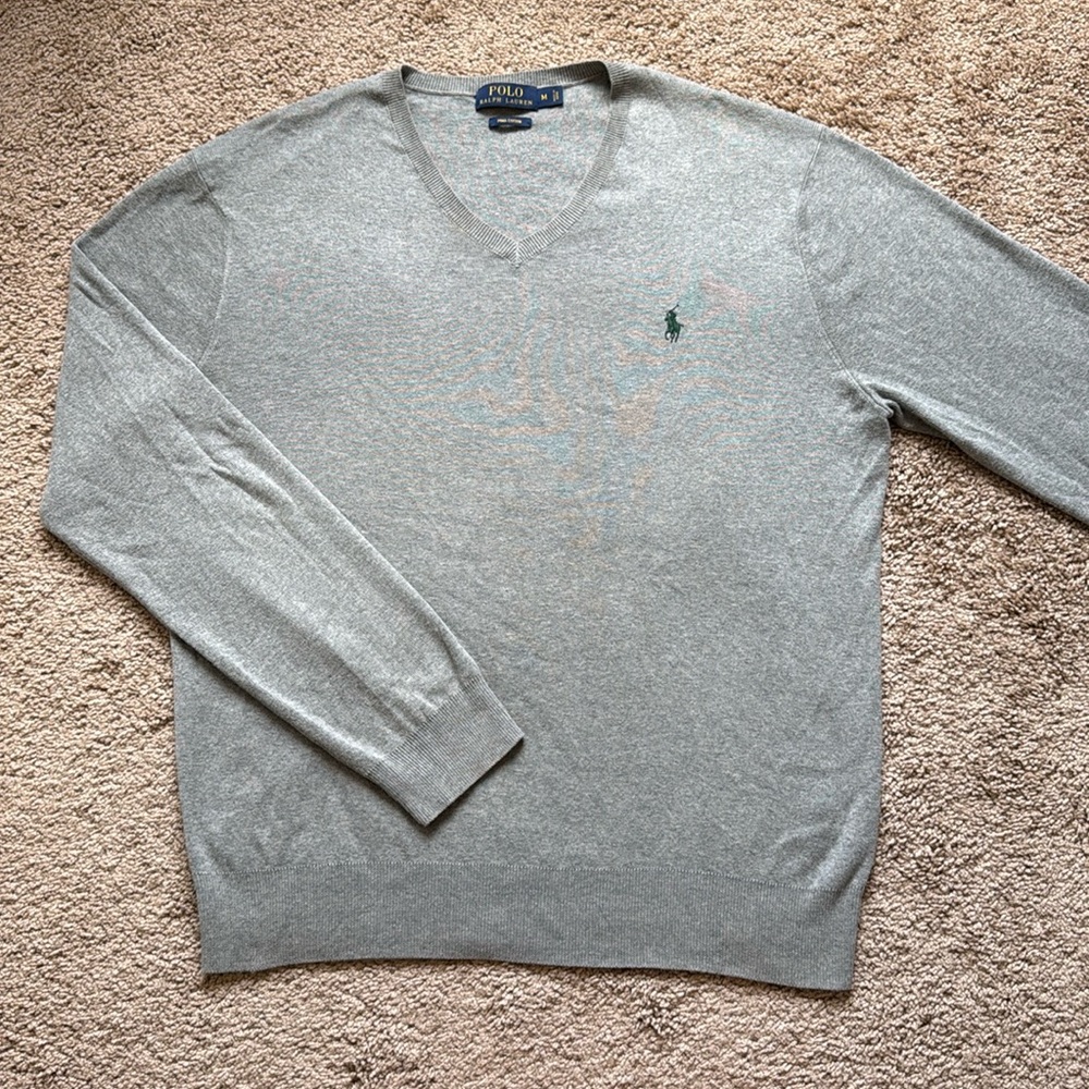 Polo by Ralph Lauren Gray V-Neck Sweater